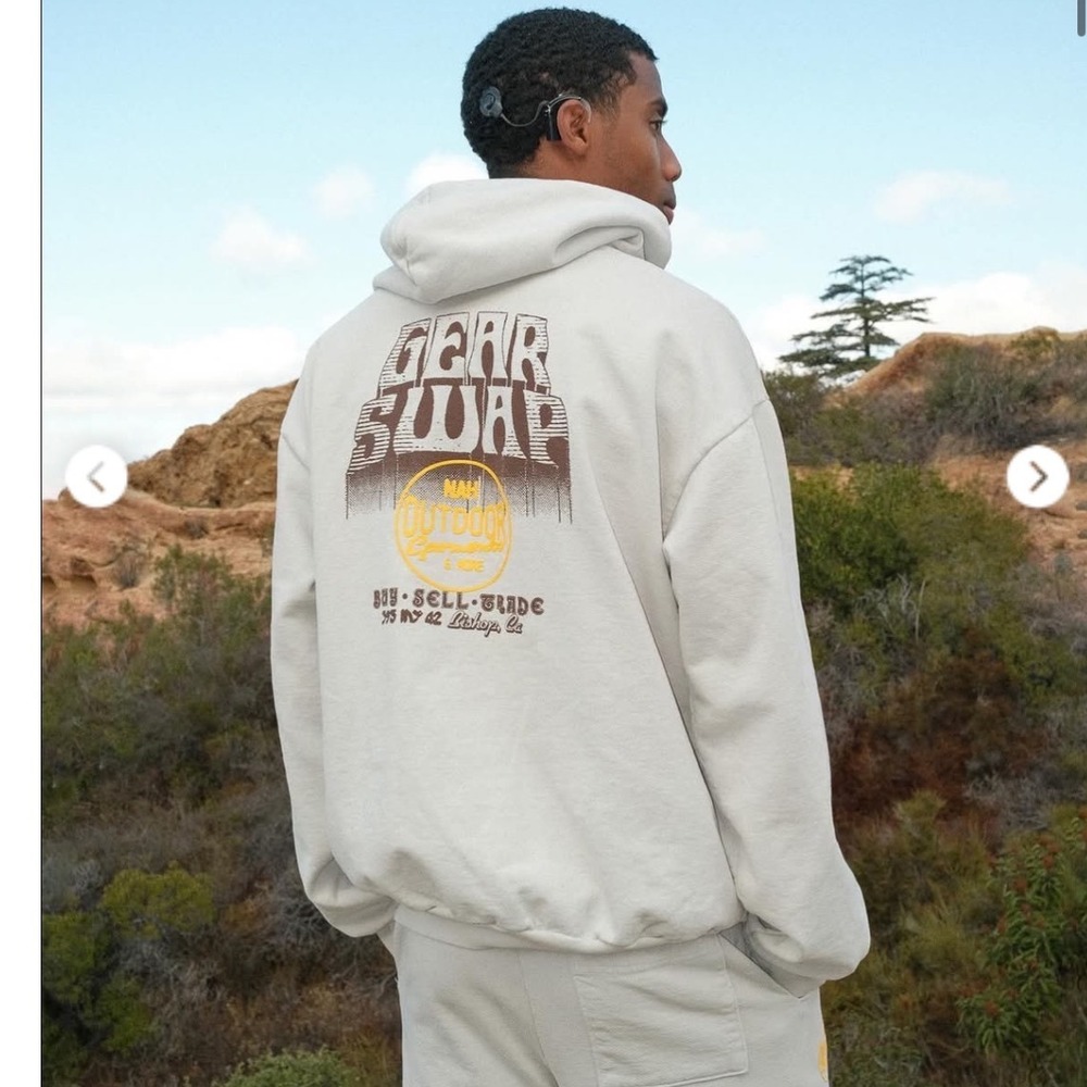 NICE AS HECK Men's Gear Swap Hoodie Beige Outdoor Adventure- Size Large‎